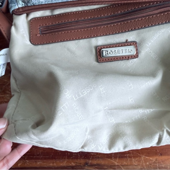 Rosetti Vintage Style Floral Crossbody Bag with Brown Trim & Multi-Pockets - Picture 7 of 11